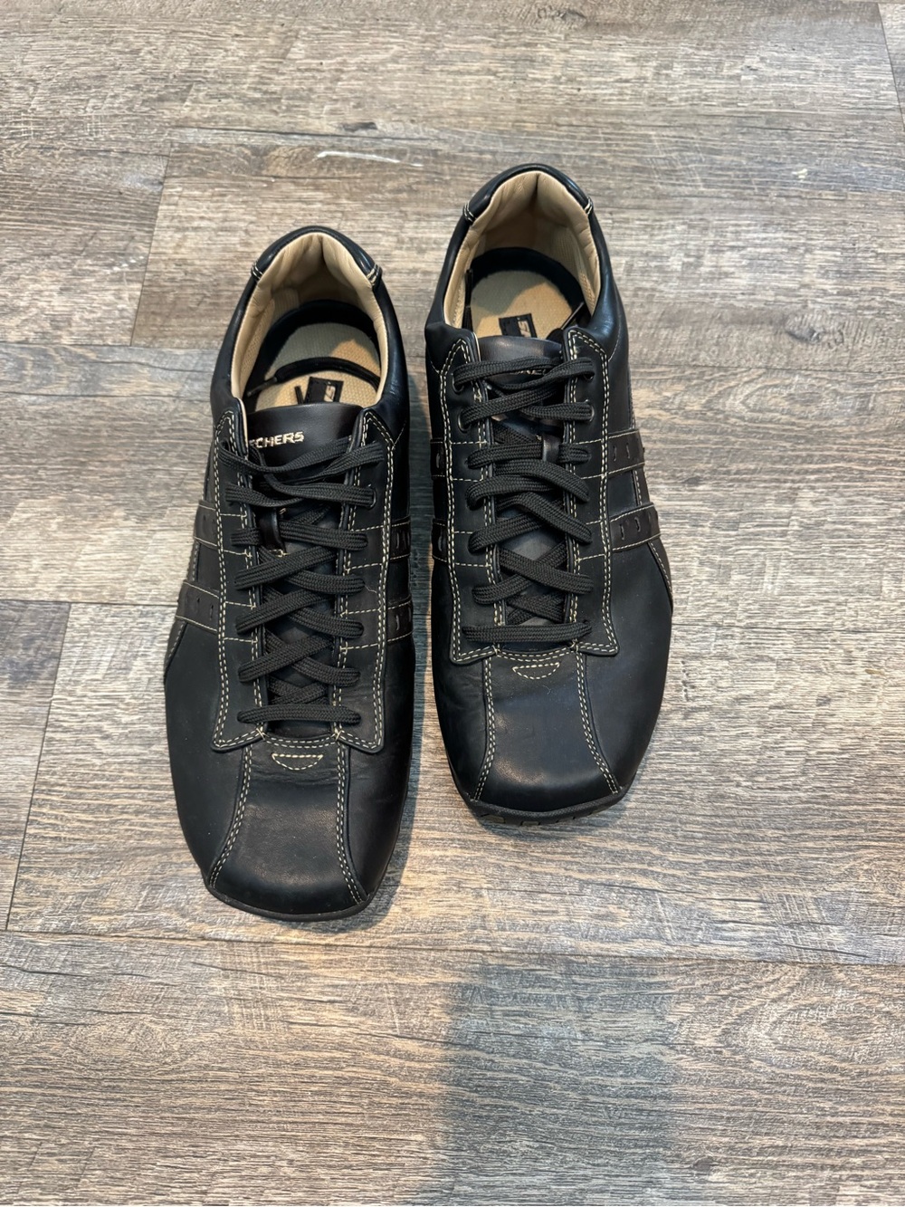 Skechers Men's Black Leather Lace-Up Dress Sneakers Mens SZ 10 - Picture 15 of 16